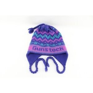 Vermont Originals GUNSTOCK Knit Winter Hat 100% Wool Tassell USA Fleece Band